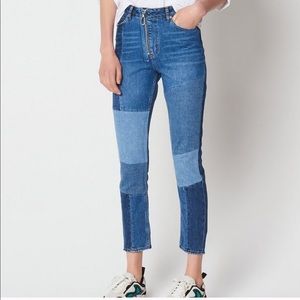 Sandro Paris Hani Patchwork High Rise Jeans NWT